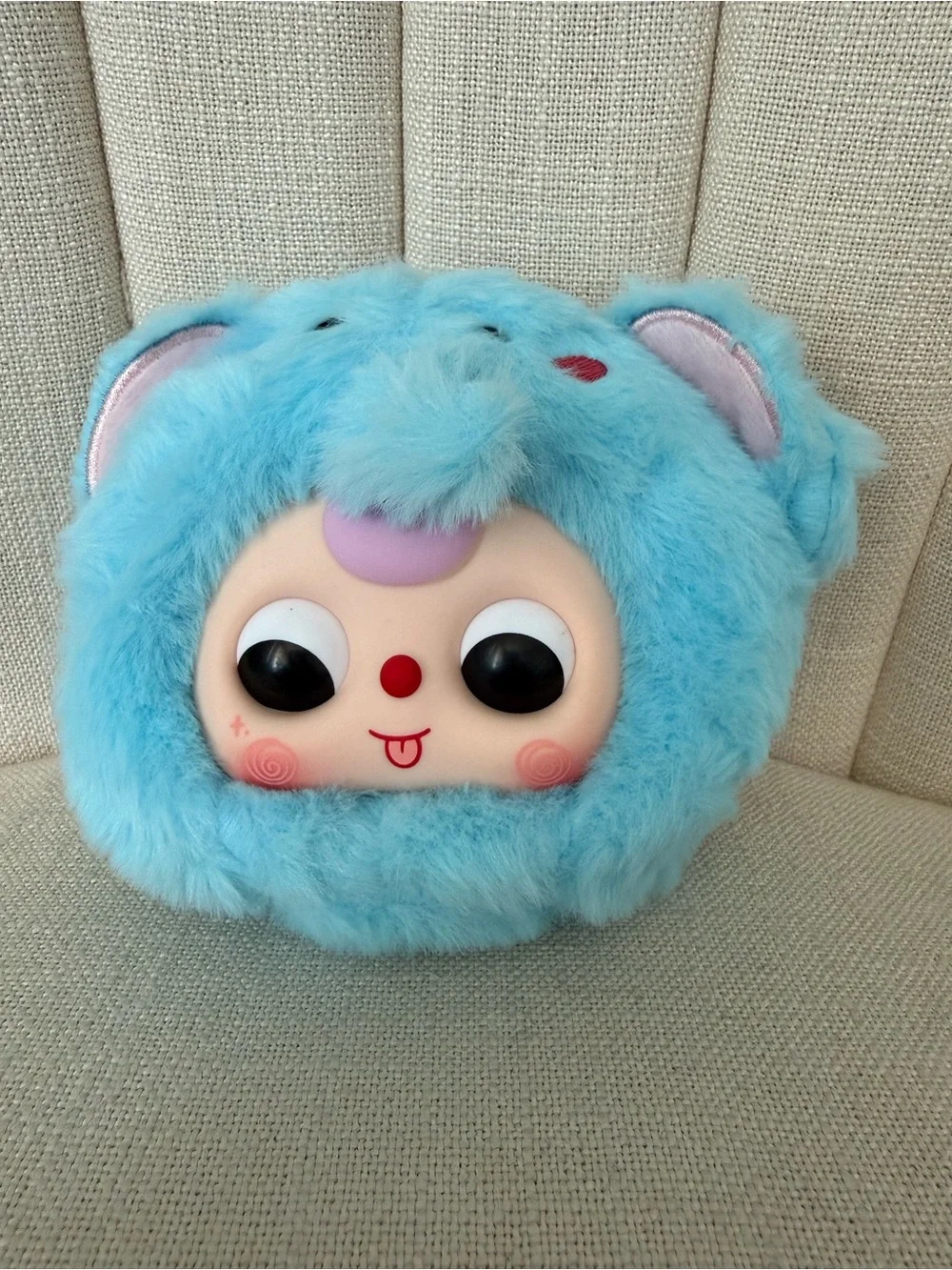 New OPEN BOX Baby Three Take Me Out zipper ELEPHANT bag blue tongue purple hair